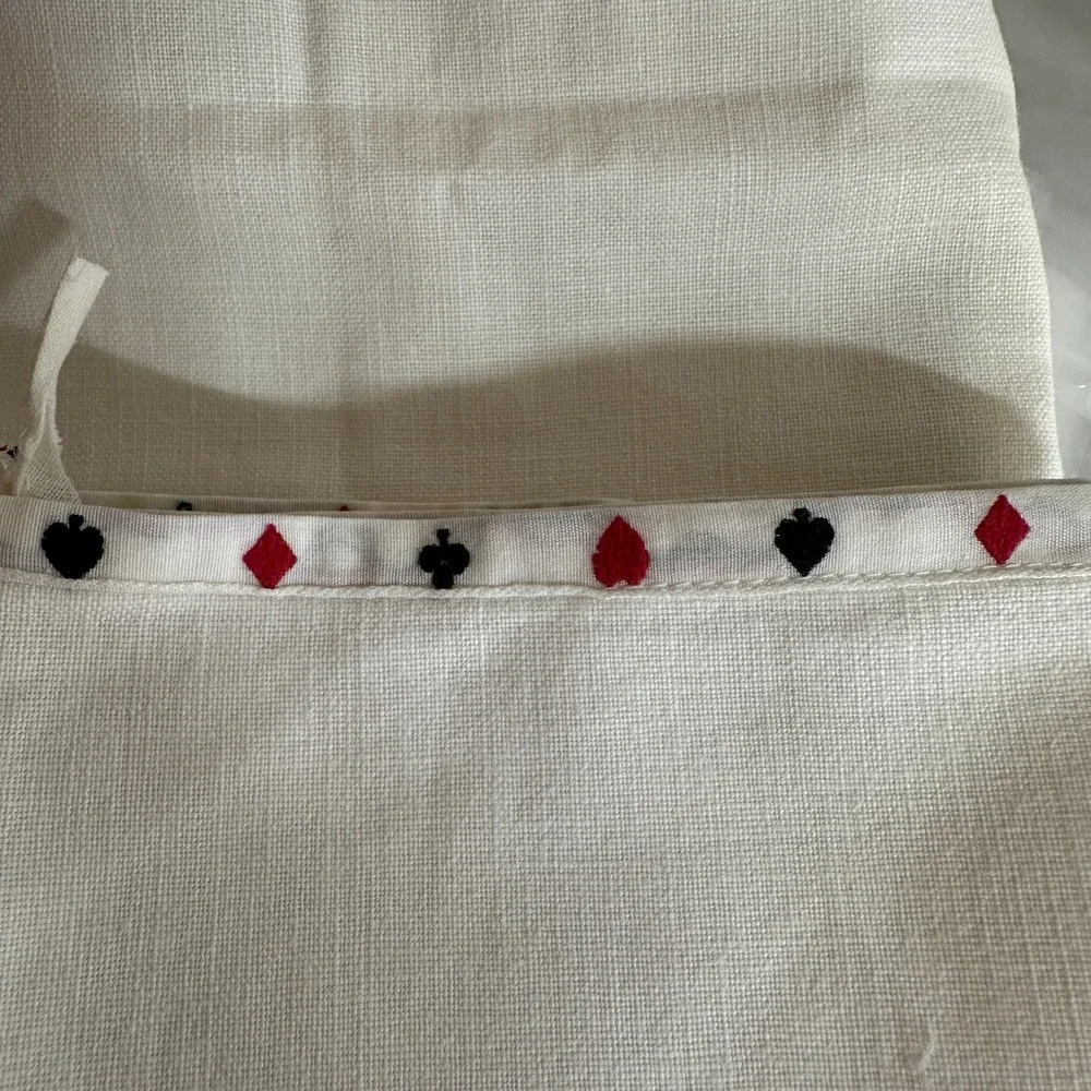 Vtg Embroidered Ladies Bridge Club Card Suits Card Table Tablecloth‎
